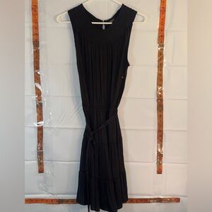 Simply vers, Classic Black Sleeveless Belted Dress, medium
